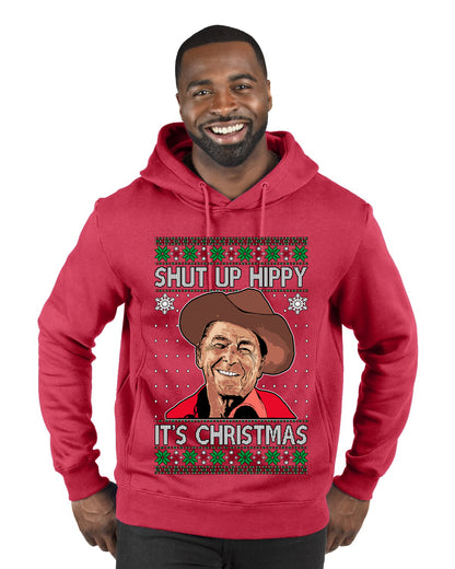 Shut Up Hippy It's Christmas , Merry Christmas Tee, Ugly Christmas,  Sweater Premium Graphic Hoodie Sweatshirt