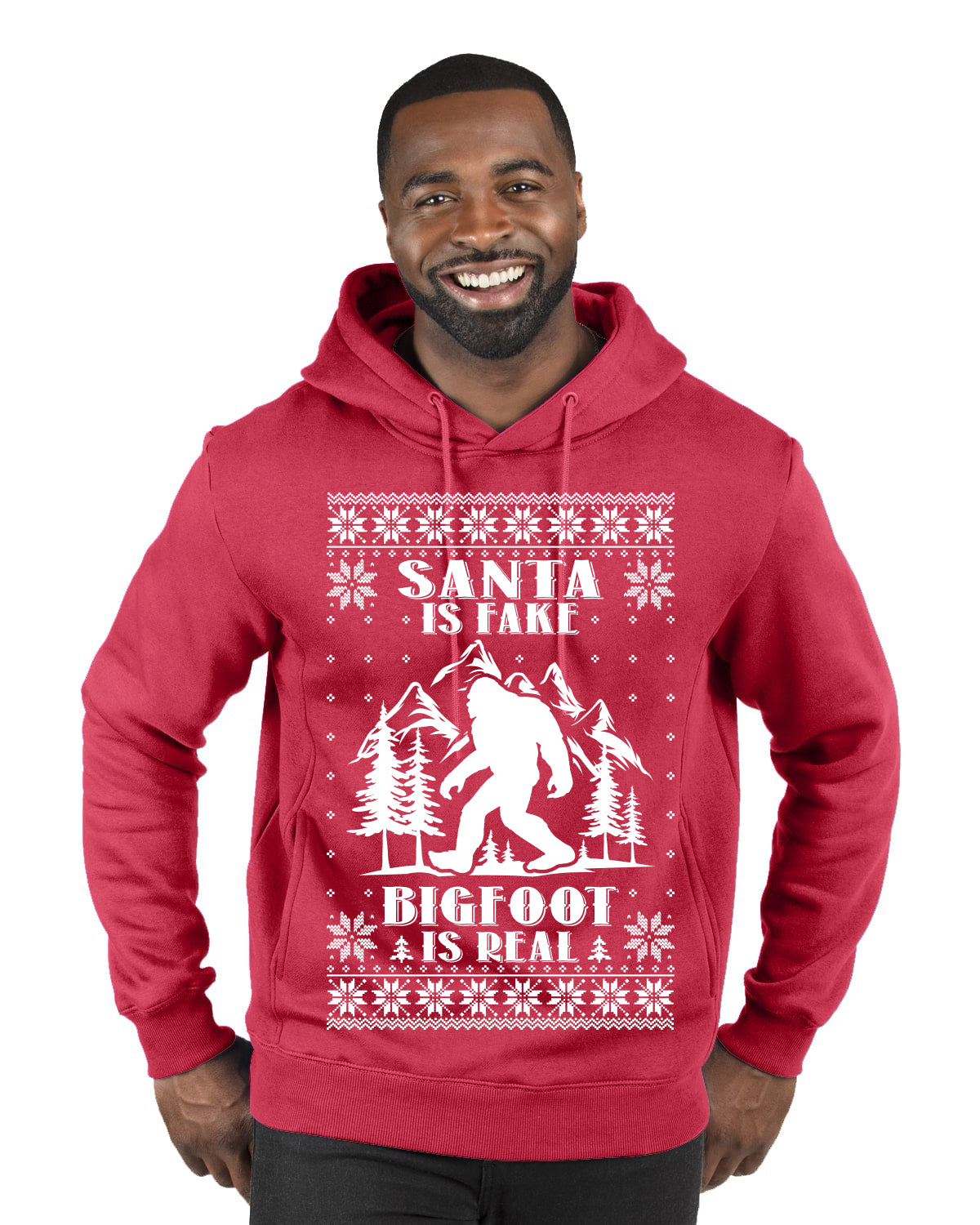 Santa Is Fake Bigfoot Is Real ,Christmas Gifts, Funny Xmas Gift Idea, Ugly Christmas Sweater Premium Graphic Hoodie Sweatshirt
