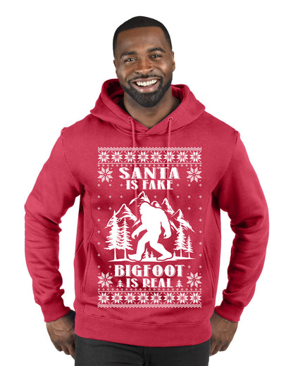 Santa Is Fake Bigfoot Is Real ,Christmas Gifts, Funny Xmas Gift Idea, Ugly Christmas Sweater Premium Graphic Hoodie Sweatshirt