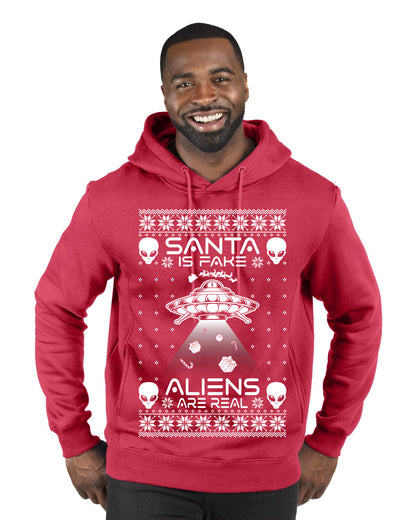 Santa Is Fake Aliens Are Real ,Christmas Gifts, Funny Xmas Gift Idea, Ugly Christmas Sweater Premium Graphic Hoodie Sweatshirt