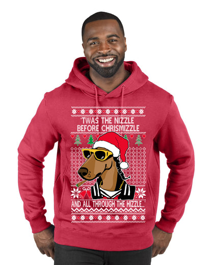 Twas The Nizzle Before Chrismizzle Gangster Dogg Rapper, Christmas Gifts, Funny Xmas Gift Idea, Ugly Christmas Sweater Premium Graphic Hoodie Sweatshirt