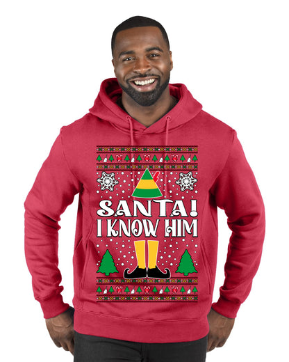 Santa! I Know Him Christmas Movie Quote , Christmas Gifts, Funny Xmas Gift Idea, Ugly Christmas Sweater Premium Graphic Hoodie Sweatshirt