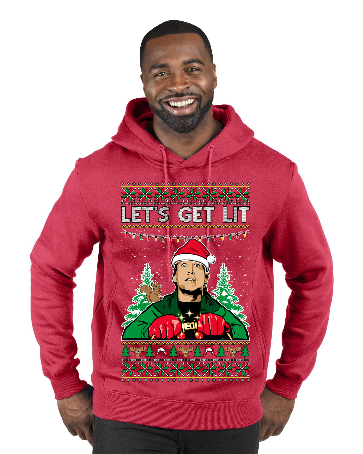 Let's Get Lit Clark Vacation Movie Parody Ugly Christmas Sweater, Christmas Gifts, Funny Xmas Gift Idea, Premium Graphic Hoodie Sweatshirt