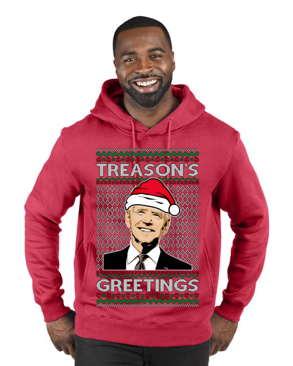 Treason's Greetings Biden President Humor Ugly Christmas Sweater, Christmas Gifts, Funny Xmas Gift Idea, Premium Graphic Hoodie Sweatshirt
