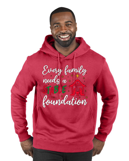 Every Family Needs a Stable Foundation Ugly Christmas Sweater, Christmas Gifts, Funny Xmas Gift Idea, Premium Graphic Hoodie Sweatshirt