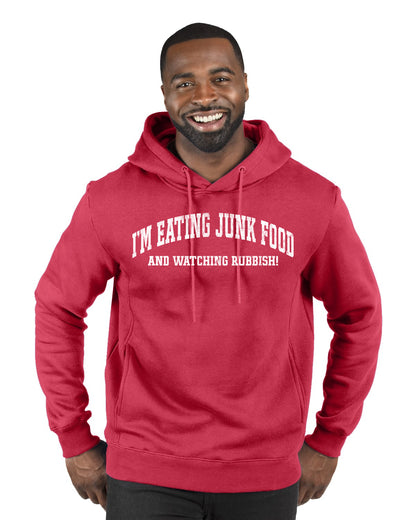 Vintage Movie Quote Eating Junk Food And Watching Rubbish, Christmas Gifts, Funny Xmas Gift Idea, Ugly Christmas Sweater Premium Graphic Hoodie Sweatshirt