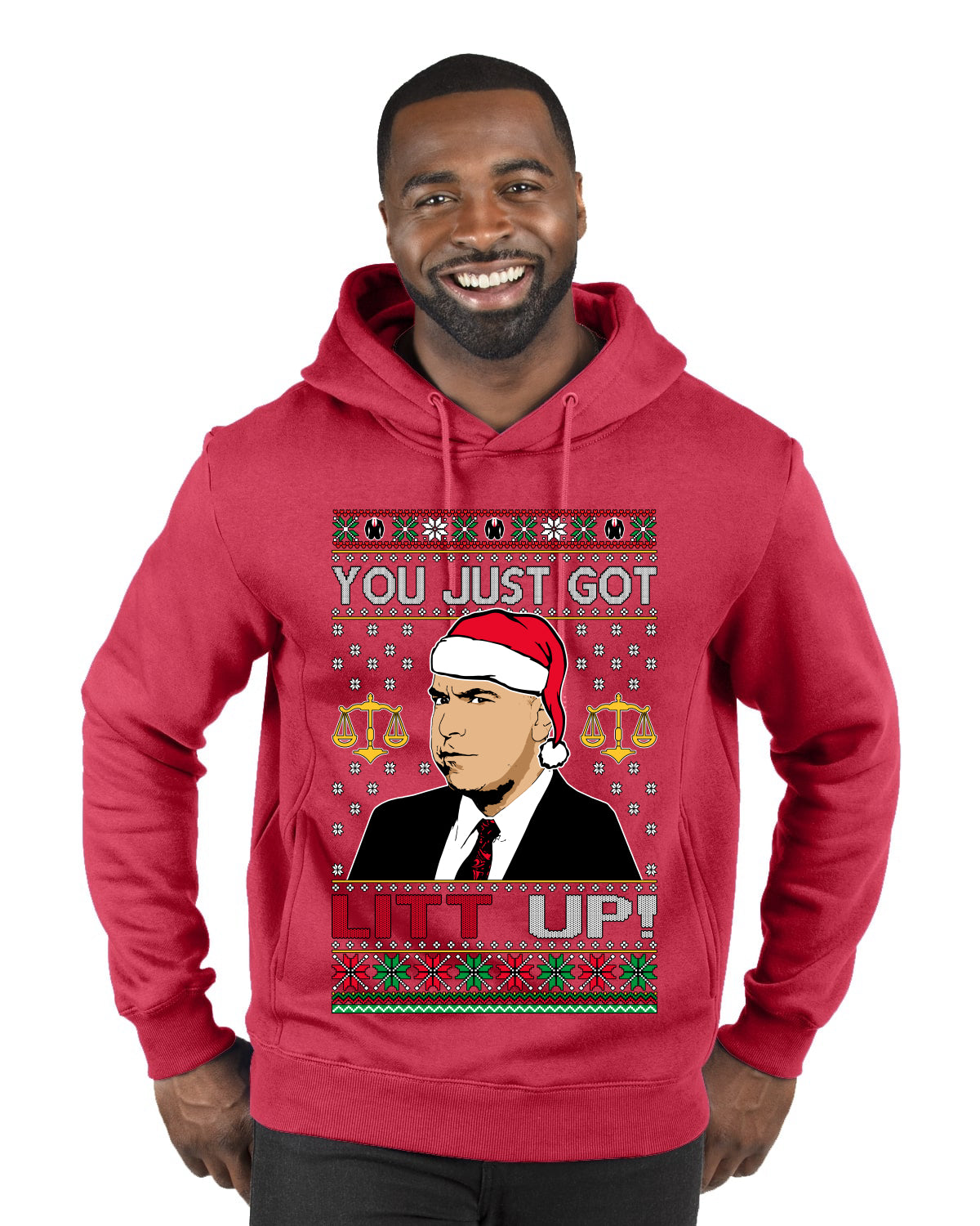 Just Got Litt Up Louis, TV Series, Christmas Gifts, Funny Xmas Gift Idea, Ugly Christmas Sweater Premium Graphic Hoodie Sweatshirt