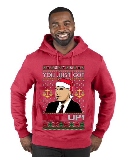 Just Got Litt Up Louis, TV Series, Christmas Gifts, Funny Xmas Gift Idea, Ugly Christmas Sweater Premium Graphic Hoodie Sweatshirt