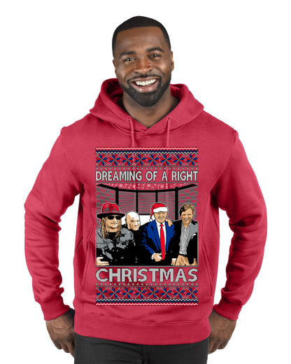 Dreaming Of A Right Christmas, Trump 2024 ,  , Christmas Gifts, Funny Xmas Gift Idea, Ugly Christmas Sweater Premium Graphic Hoodie Sweatshirt