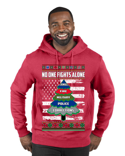 No One Fights Alone, The Heroes,  Christmas Gifts, Funny Xmas Gift Idea, Ugly Christmas Sweater Premium Graphic Hoodie Sweatshirt