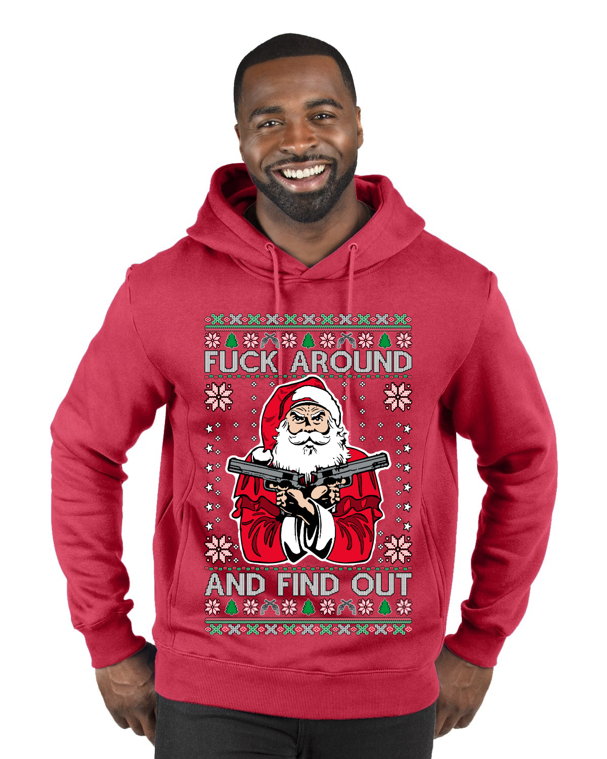 F Around And Find Out Santa, Christmas Gifts, Funny Xmas Gift Idea, Ugly Christmas Sweater Premium Graphic Hoodie Sweatshirt
