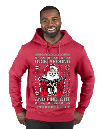 F Around And Find Out Santa, Christmas Gifts, Funny Xmas Gift Idea, Ugly Christmas Sweater Premium Graphic Hoodie Sweatshirt