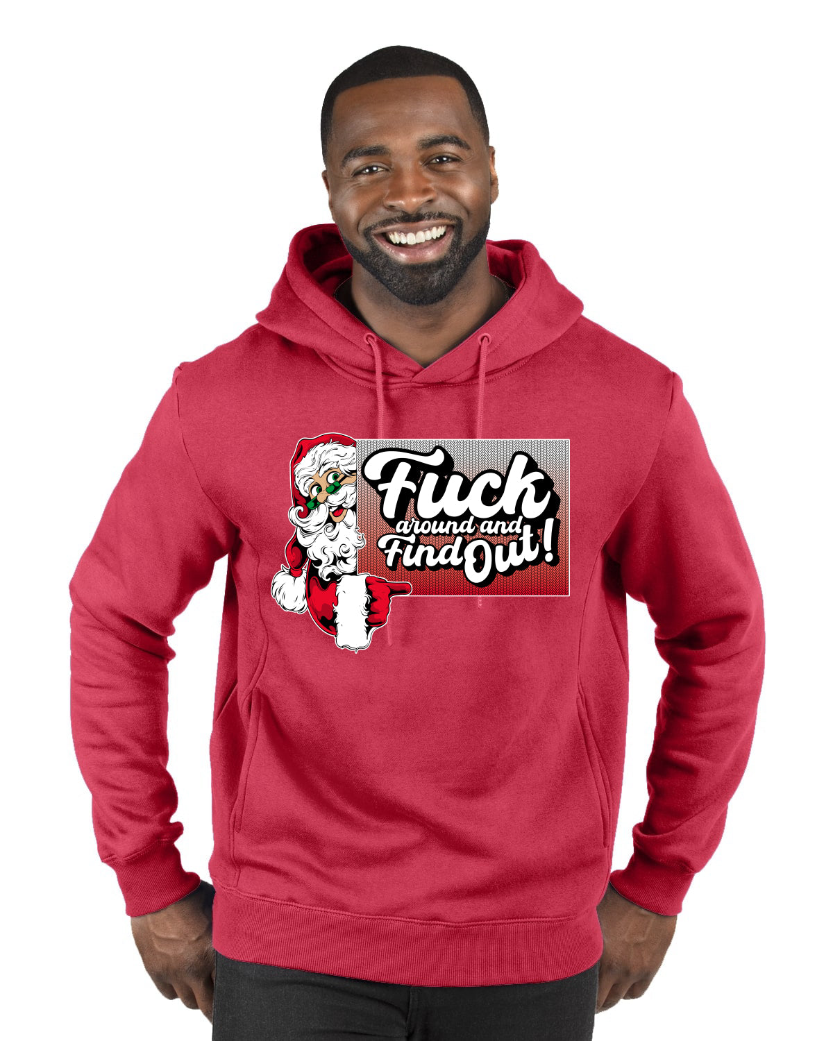 F Around And Find Out Santa Sign, Christmas Gifts, Funny Xmas Gift Idea, Ugly Christmas Sweater Premium Graphic Hoodie Sweatshirt