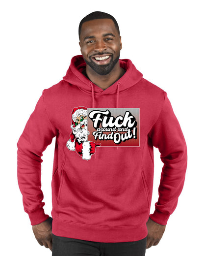 F Around And Find Out Santa Sign, Christmas Gifts, Funny Xmas Gift Idea, Ugly Christmas Sweater Premium Graphic Hoodie Sweatshirt