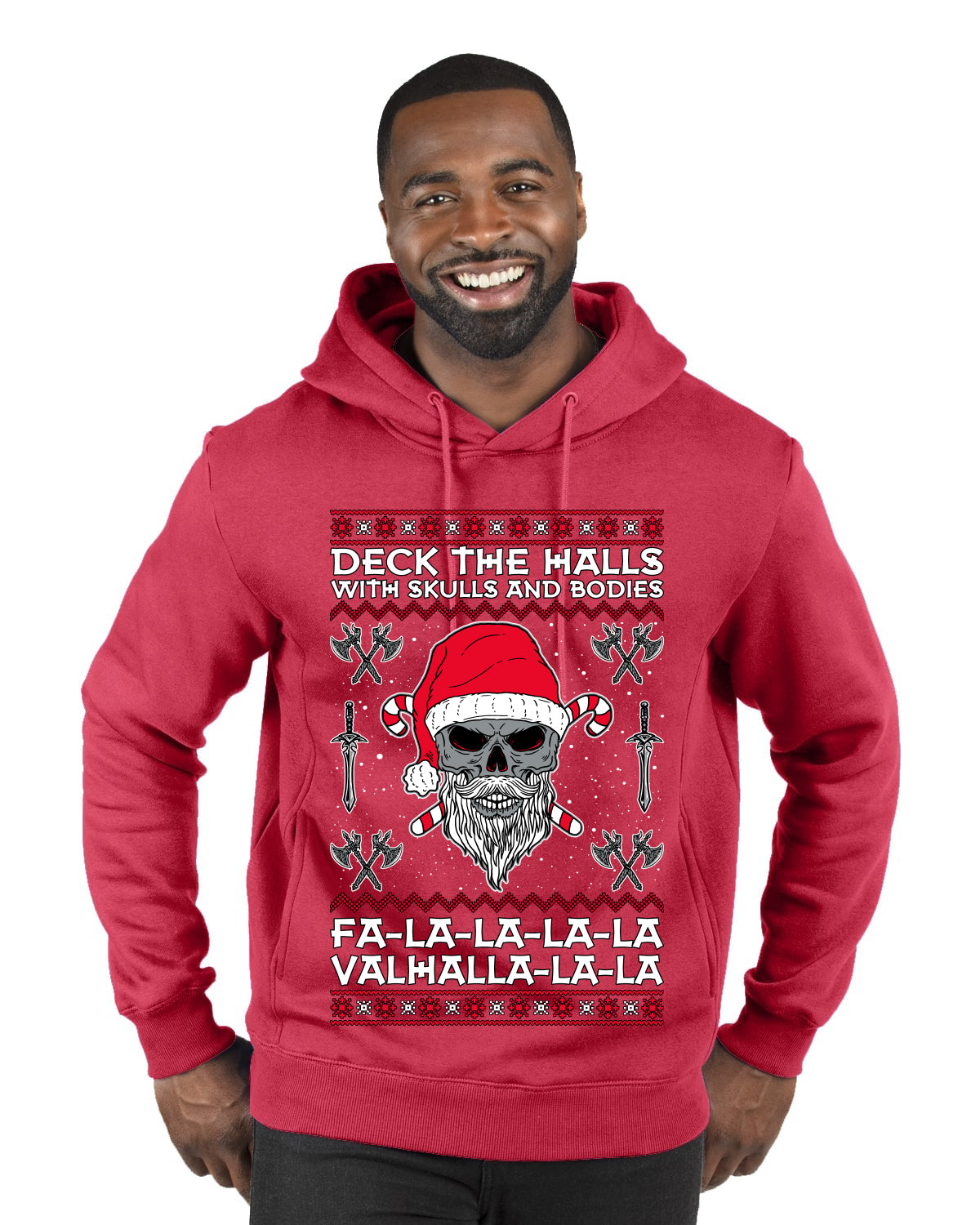 Valhalla Deck The Halls With Skulls & Bodies Movie Xmas Shirt, Christmas Gifts, Funny Xmas Gift Idea, Ugly Christmas Sweater Premium Graphic Hoodie Sweatshirt