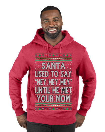 When Santa Used To Say Hey Until He Met Your Mom , Christmas Gifts, Funny Xmas Gift Idea, Ugly Christmas Sweater Premium Graphic Hoodie Sweatshirt