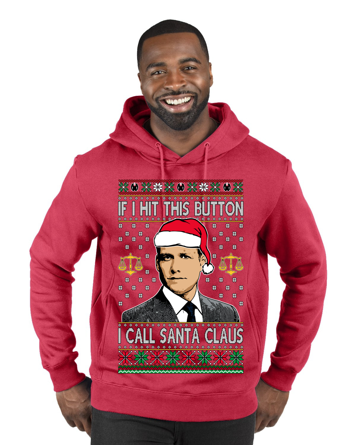 TV Show Parody Harvey Hit This Button I Call Santa Specter, Christmas Gifts, Funny Xmas Gift Idea, Ugly Christmas Sweater Premium Graphic Hoodie Sweatshirt