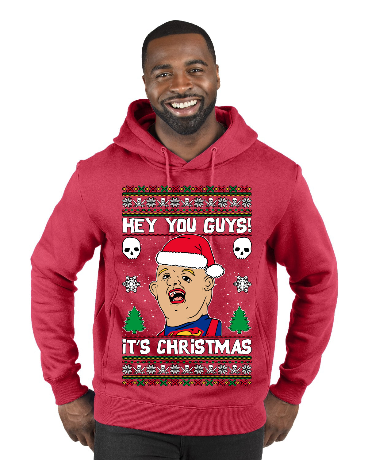 Hey You Guys! It's Sloth Never Say Die, Christmas Gifts, Funny Xmas Gift Idea, Ugly Christmas Sweater Premium Graphic Hoodie Sweatshirt