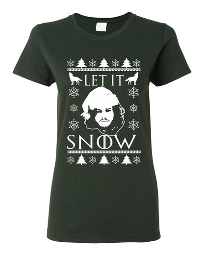 Let It Snow Jon Snow Stark GoT , Christmas Gifts, Funny Xmas Gift Idea,  Ugly Christmas Sweater Womens Graphic T-Shirt