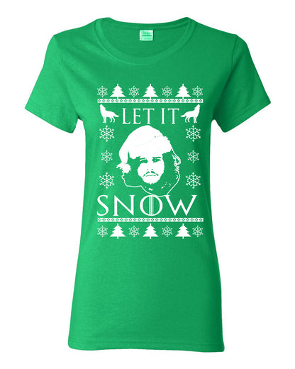 Let It Snow Jon Snow Stark GoT , Christmas Gifts, Funny Xmas Gift Idea,  Ugly Christmas Sweater Womens Graphic T-Shirt