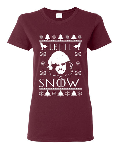 Let It Snow Jon Snow Stark GoT , Christmas Gifts, Funny Xmas Gift Idea,  Ugly Christmas Sweater Womens Graphic T-Shirt