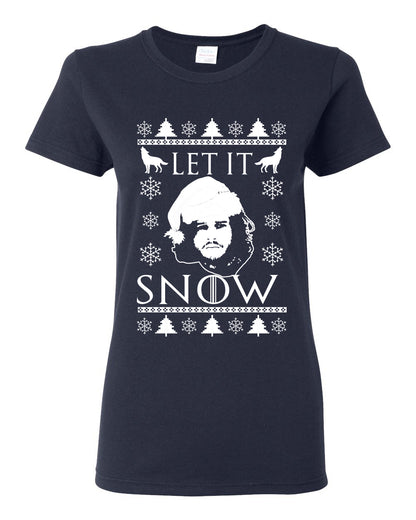 Let It Snow Jon Snow Stark GoT , Christmas Gifts, Funny Xmas Gift Idea,  Ugly Christmas Sweater Womens Graphic T-Shirt