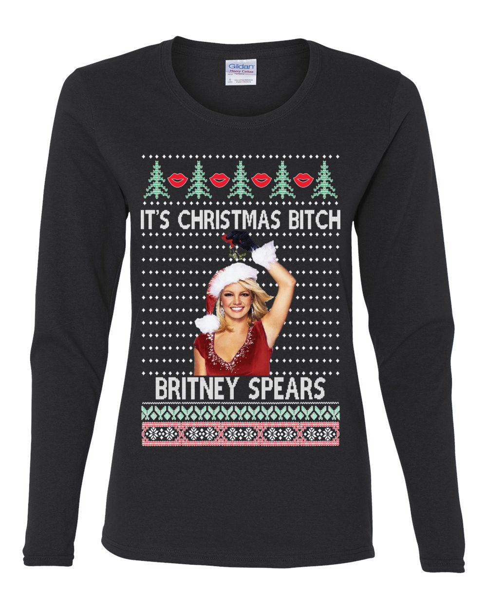It's Christmas Bitch Britney, Christmas Gifts, Funny Xmas Gift Idea, Ugly Christmas  Womens Graphic Long Sleeve T-Shirt