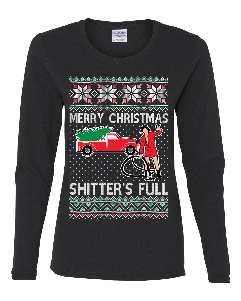 Cousin Eddie Merry Christmas Shitter's Full, Funny Christmas, Christmas Gifts, Funny Xmas Gift Idea, Ugly Christmas  Womens Graphic Long Sleeve T-Shirt