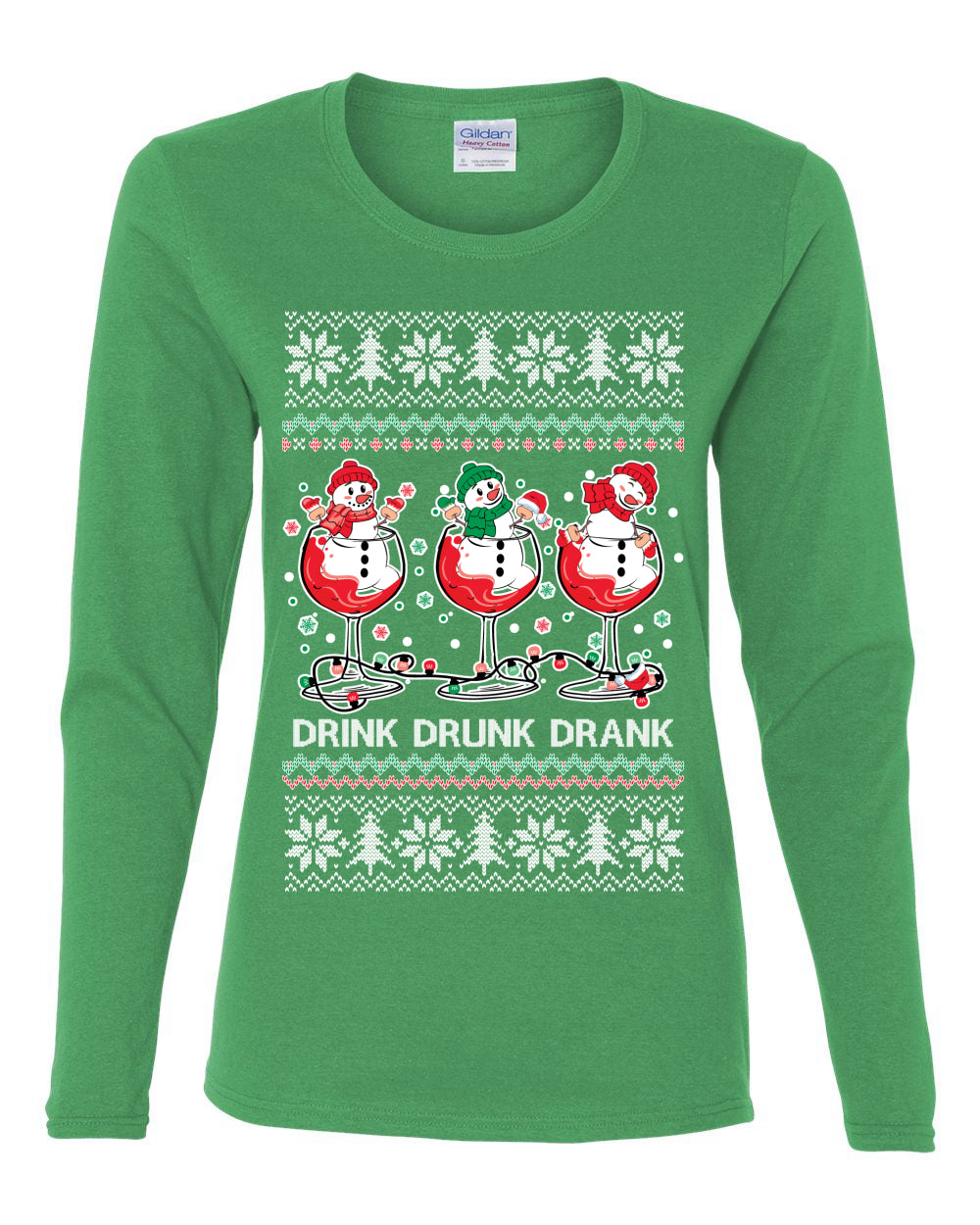 Holiday Spirits Drink Drank Drunk Snowmen, Christmas Gifts, Funny Xmas Gift Idea, Ugly Christmas  Womens Graphic Long Sleeve T-Shirt