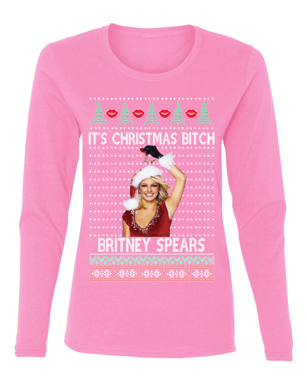 It's Christmas Bitch Britney, Christmas Gifts, Funny Xmas Gift Idea, Ugly Christmas  Womens Graphic Long Sleeve T-Shirt