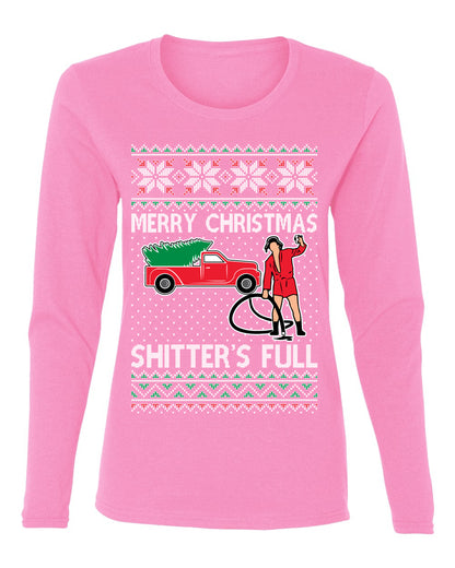 Cousin Eddie Merry Christmas Shitter's Full, Funny Christmas, Christmas Gifts, Funny Xmas Gift Idea, Ugly Christmas  Womens Graphic Long Sleeve T-Shirt