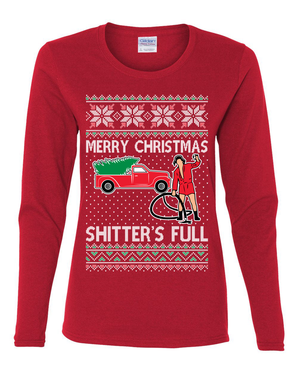 Cousin Eddie Merry Christmas Shitter's Full, Funny Christmas, Christmas Gifts, Funny Xmas Gift Idea, Ugly Christmas  Womens Graphic Long Sleeve T-Shirt