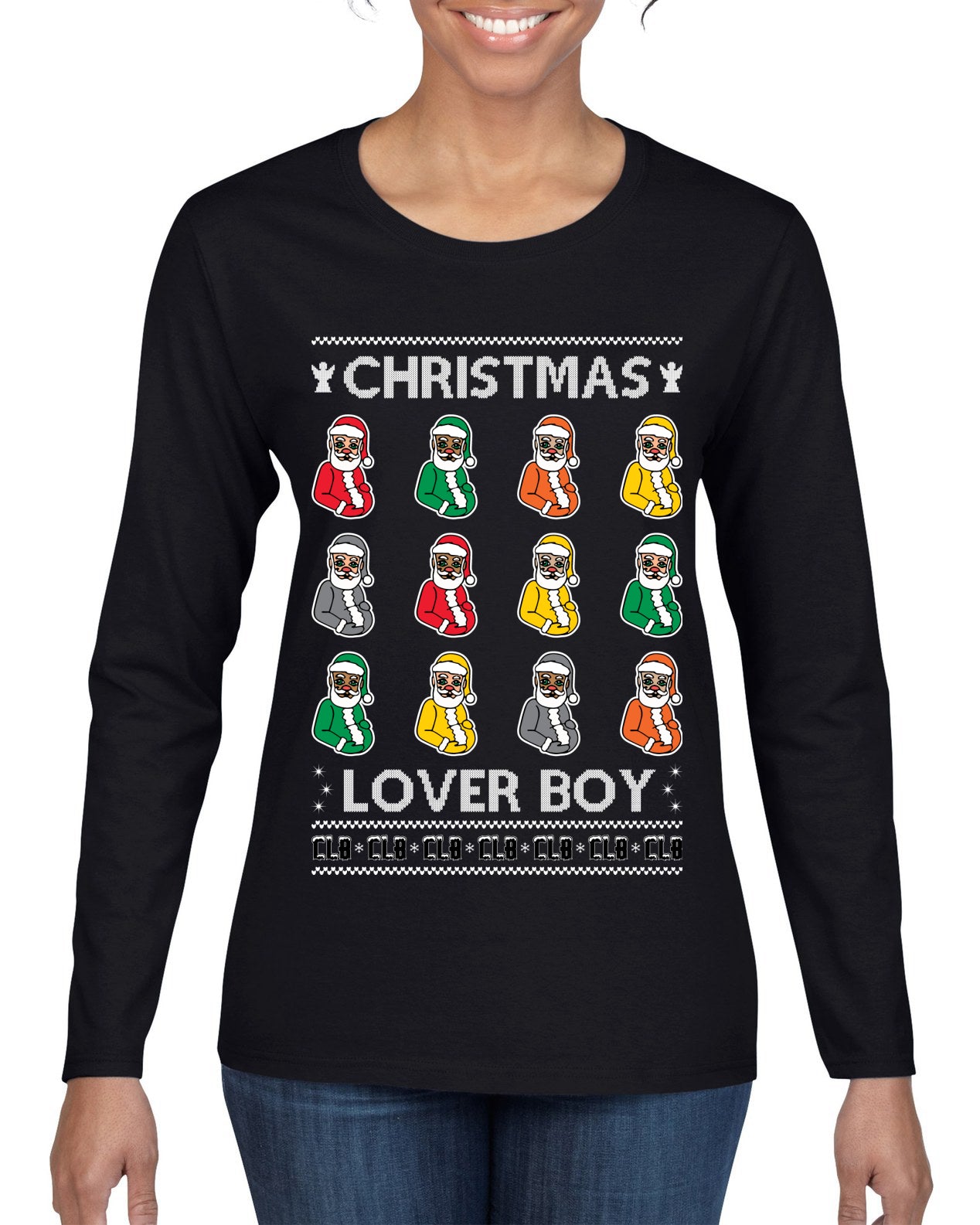 Christmas Lover Boy Album Cover, Christmas Gifts, Funny Xmas Gift Idea, Ugly Christmas Sweater Womens Graphic Long Sleeve T-Shirt