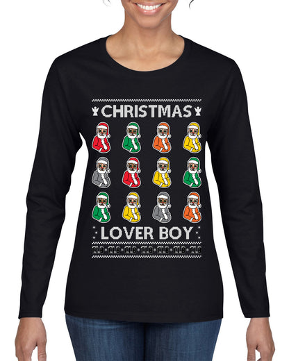 Christmas Lover Boy Album Cover, Christmas Gifts, Funny Xmas Gift Idea, Ugly Christmas Sweater Womens Graphic Long Sleeve T-Shirt
