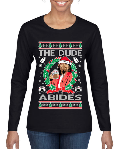 Big Lebowski - The Dude Abides, Christmas Gifts, Funny Xmas Gift Idea, Ugly Christmas Sweater Womens Graphic Long Sleeve T-Shirt