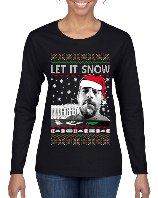 Hunter Let It Snow Biden , Merry Christmas Tee, Ugly Christmas,  Sweater Womens Graphic Long Sleeve T-Shirt