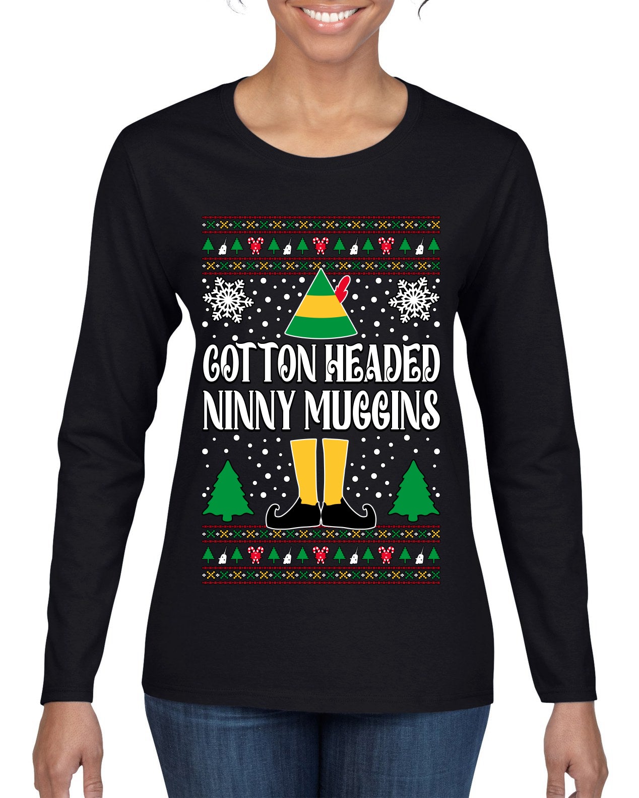Cotton Headed Muggins Christmas Movie Quote, Christmas Gifts, Funny Xmas Gift Idea, Ugly Christmas Sweater Womens Graphic Long Sleeve T-Shirt