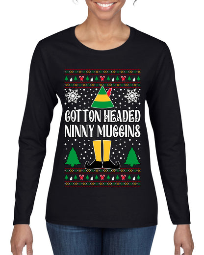 Cotton Headed Muggins Christmas Movie Quote, Christmas Gifts, Funny Xmas Gift Idea, Ugly Christmas Sweater Womens Graphic Long Sleeve T-Shirt