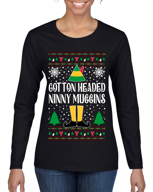 Cotton Headed Muggins Christmas Movie Quote, Christmas Gifts, Funny Xmas Gift Idea, Ugly Christmas Sweater Womens Graphic Long Sleeve T-Shirt