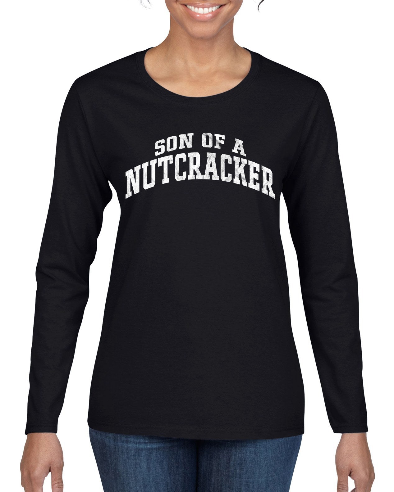 Vintage Movie Quote Son Of A Nutcracker, Christmas Gifts, Funny Xmas Gift Idea, Ugly Christmas Sweater Womens Graphic Long Sleeve T-Shirt