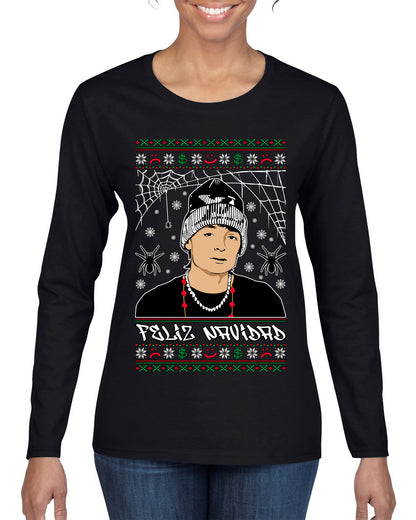 Peso Feliz Navidad Pluma, Feliz Navidad,  Christmas Gifts, Funny Xmas Gift Idea, Ugly Christmas Sweater Womens Graphic Long Sleeve T-Shirt