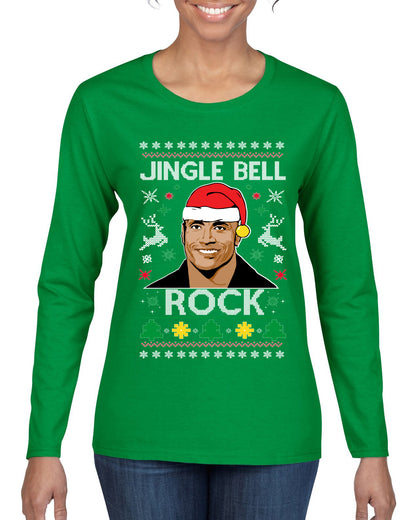 Jingle Bell Rock, Christmas Gifts, Funny Xmas Gift Idea, Ugly Christmas Sweater Womens Graphic Long Sleeve T-Shirt