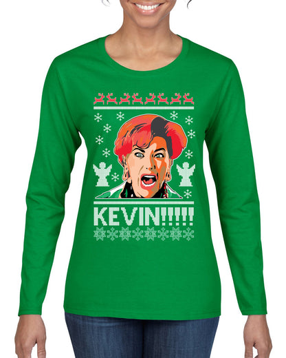 Kevin!!! Xmas Movie Classic, Christmas Gifts, Funny Xmas Gift Idea, Ugly Christmas Sweater Womens Graphic Long Sleeve T-Shirt