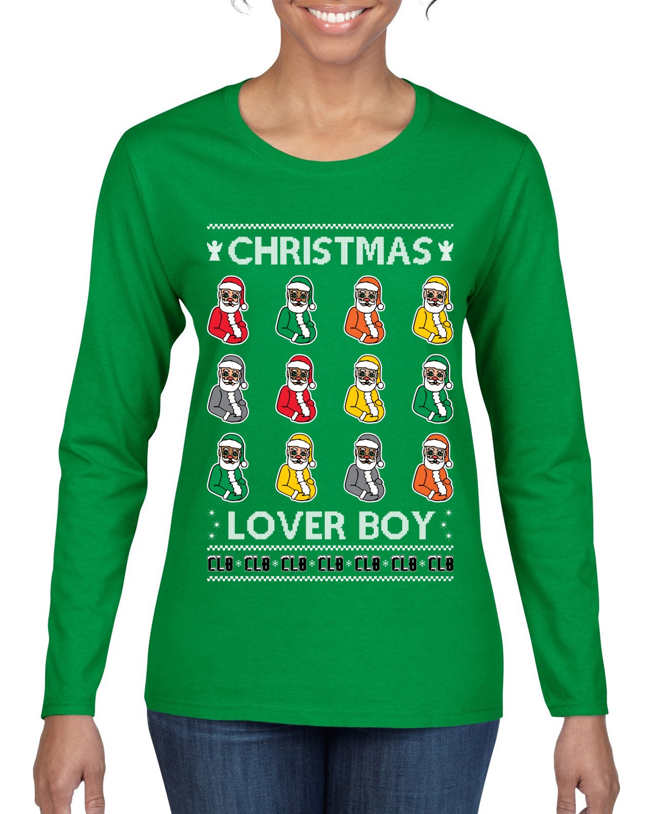 Christmas Lover Boy Funny Santa Rapper, Christmas Gifts, Funny Xmas Gift Idea, Ugly Christmas Sweater Womens Graphic Long Sleeve T-Shirt