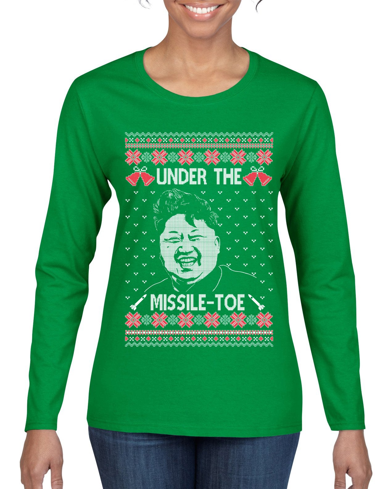Under The Missle Toe ,Christmas Gifts, Funny Xmas Gift Idea, Ugly Christmas Sweater Womens Graphic Long Sleeve T-Shirt