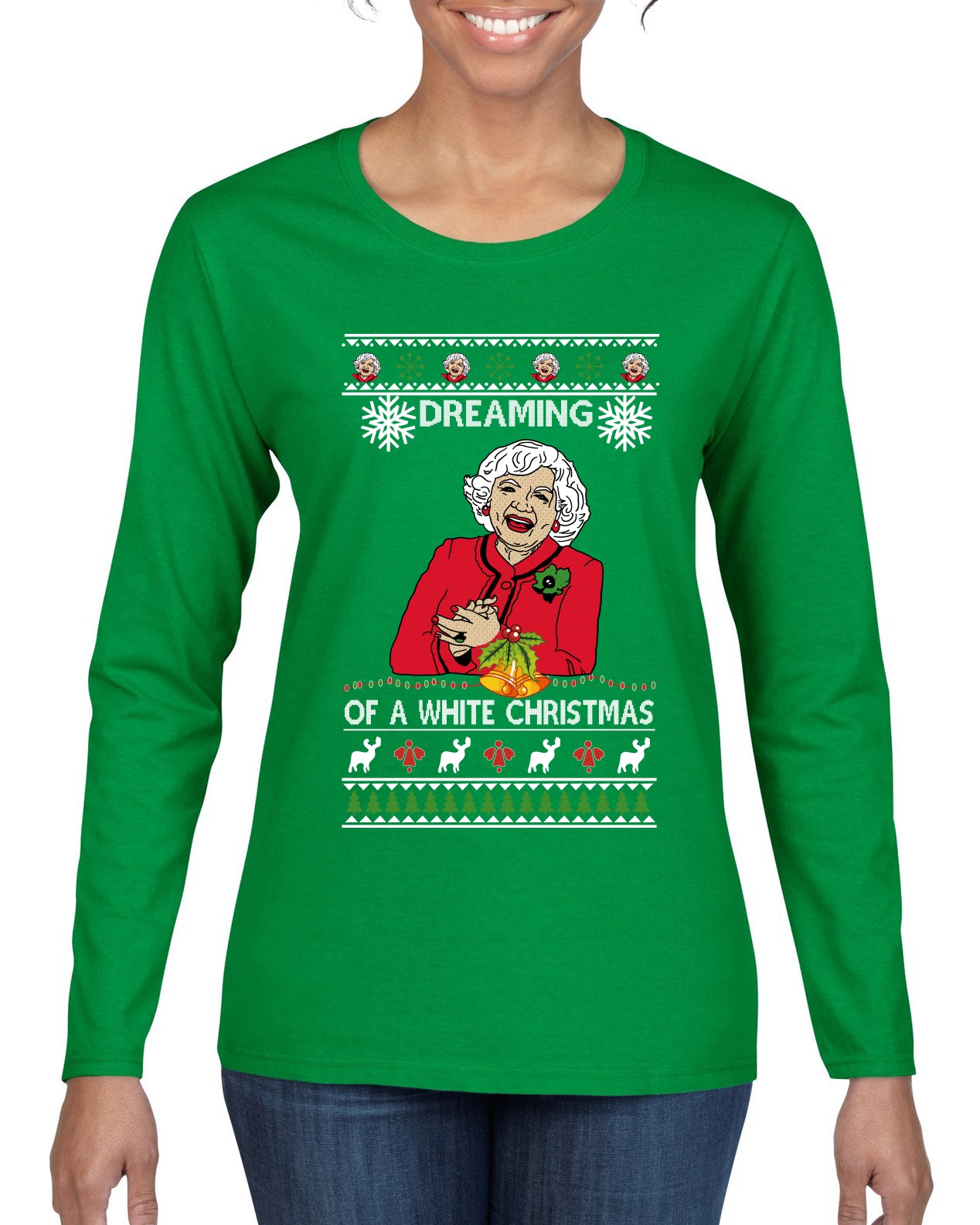 Betty I'm Dreaming of a White Christmas, Christmas Gifts, Funny Xmas Gift Idea, Ugly Christmas Sweater Womens Graphic Long Sleeve T-Shirt
