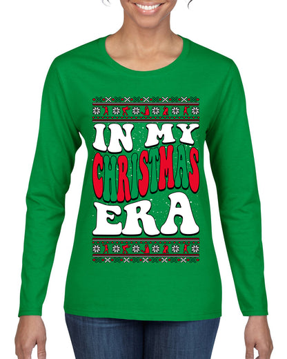 IN MY CHRISTMAS ERA , Merry Christmas Tee, Ugly Christmas,  Sweater Womens Graphic Long Sleeve T-Shirt