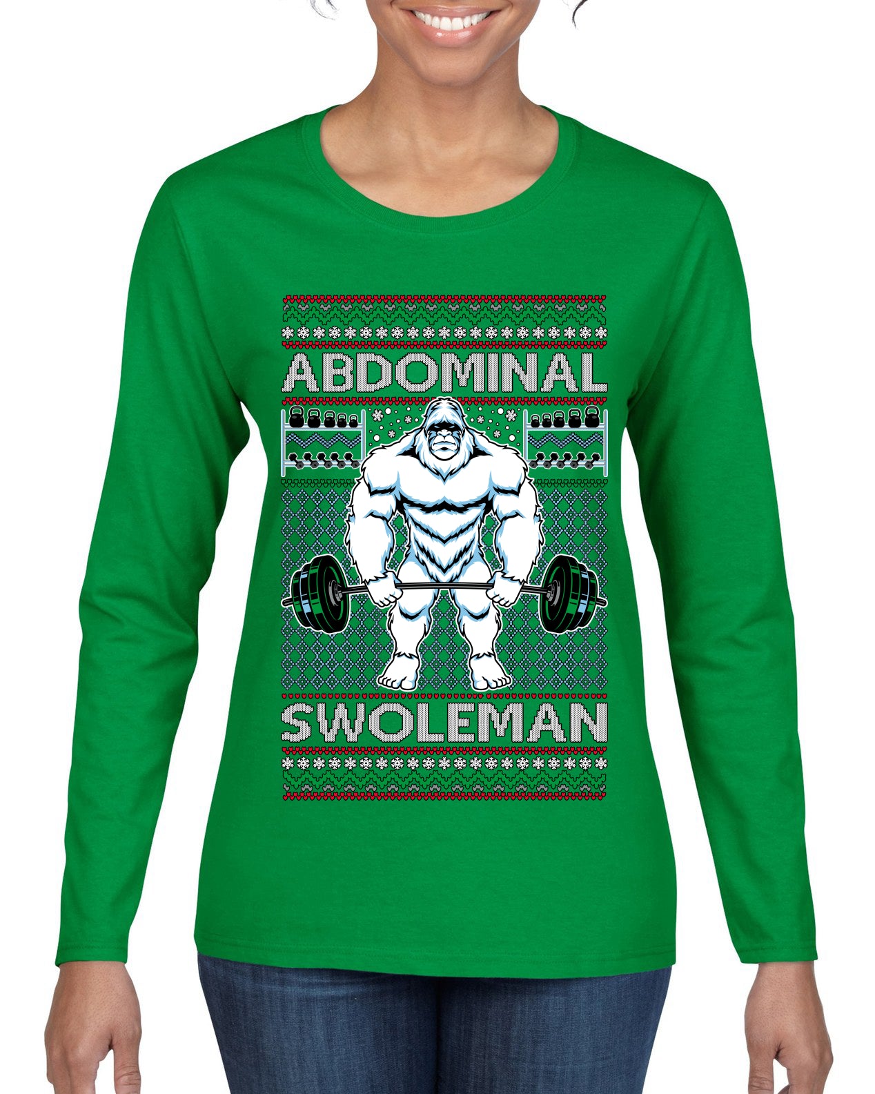 Merry Liftmas Abdominal Swoleman, Christmas Gifts, Funny Xmas Gift Idea, Ugly Christmas Sweater Womens Graphic Long Sleeve T-Shirt