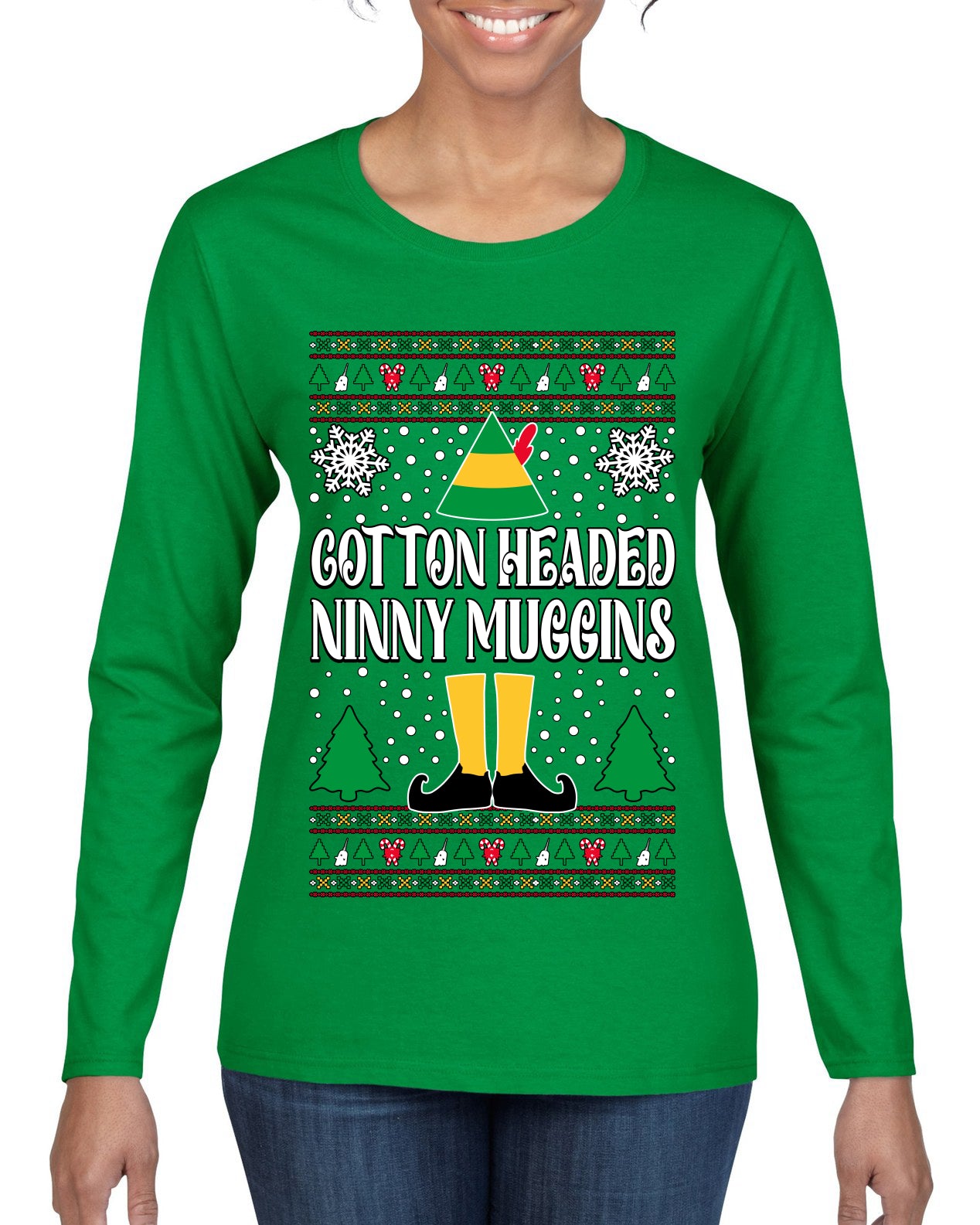 Cotton Headed Muggins Christmas Movie Quote, Christmas Gifts, Funny Xmas Gift Idea, Ugly Christmas Sweater Womens Graphic Long Sleeve T-Shirt