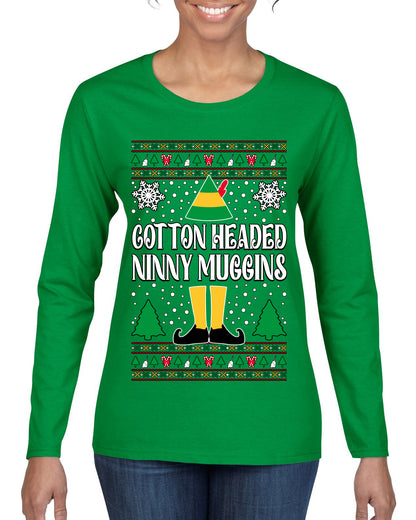 Cotton Headed Muggins Christmas Movie Quote, Christmas Gifts, Funny Xmas Gift Idea, Ugly Christmas Sweater Womens Graphic Long Sleeve T-Shirt